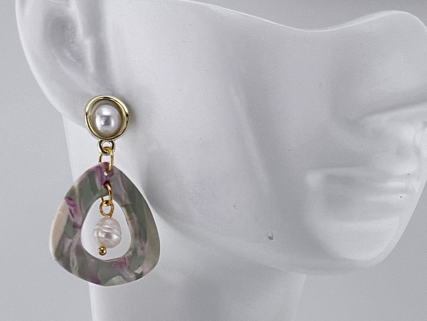 Marbled Garden Pearl Drop Earrings