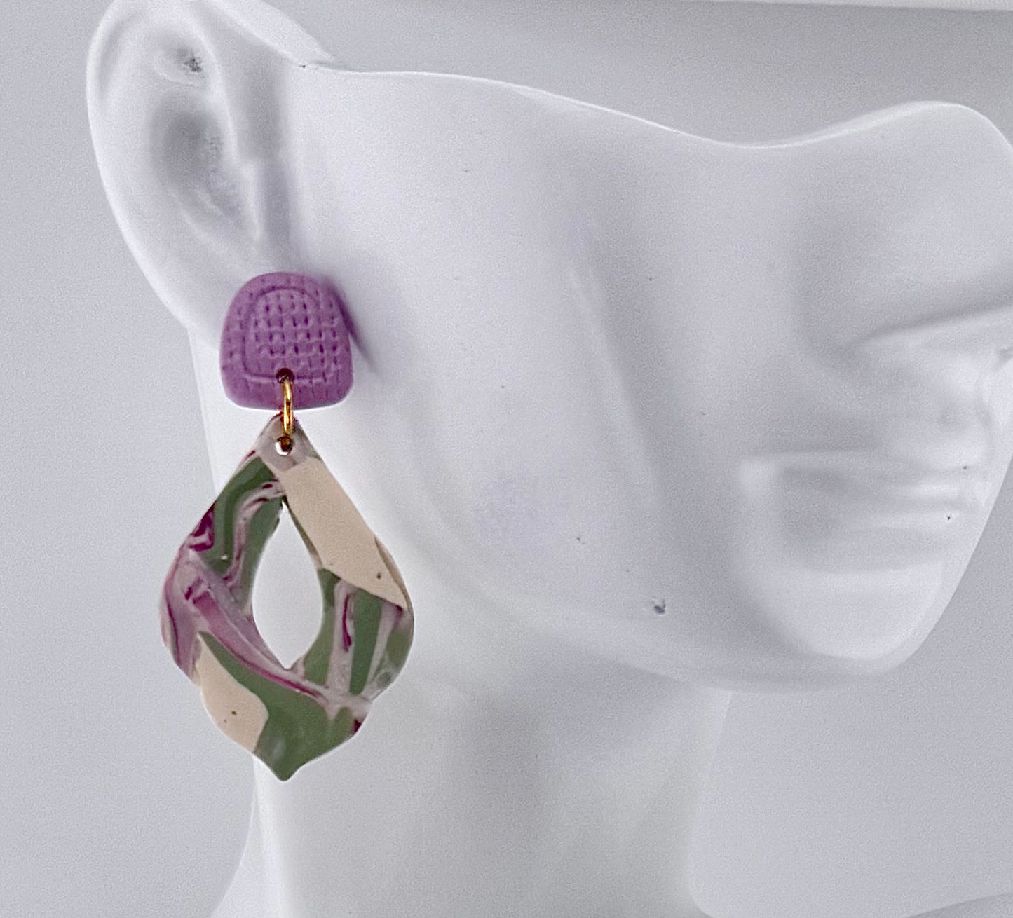 Marbled Garden Pearl Drop Earrings