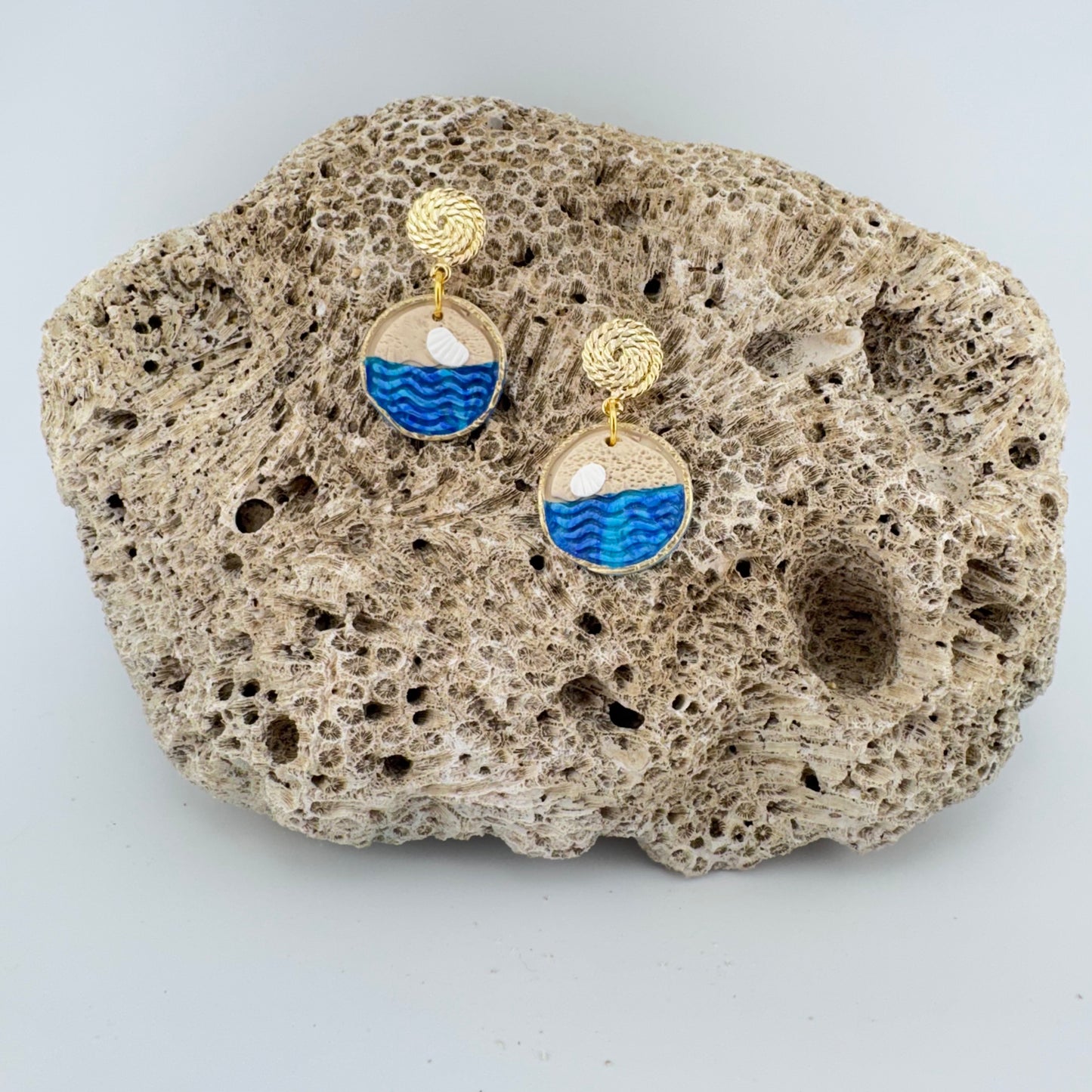 Ocean Whisper Polymer Clay Earrings / Handmade Coastal Jewelry