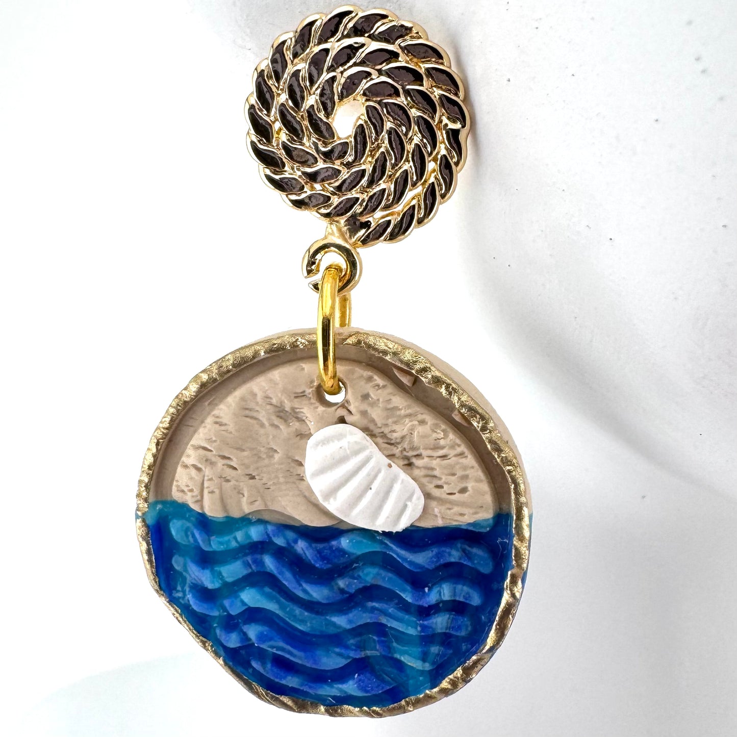 Ocean Whisper Polymer Clay Earrings / Handmade Coastal Jewelry