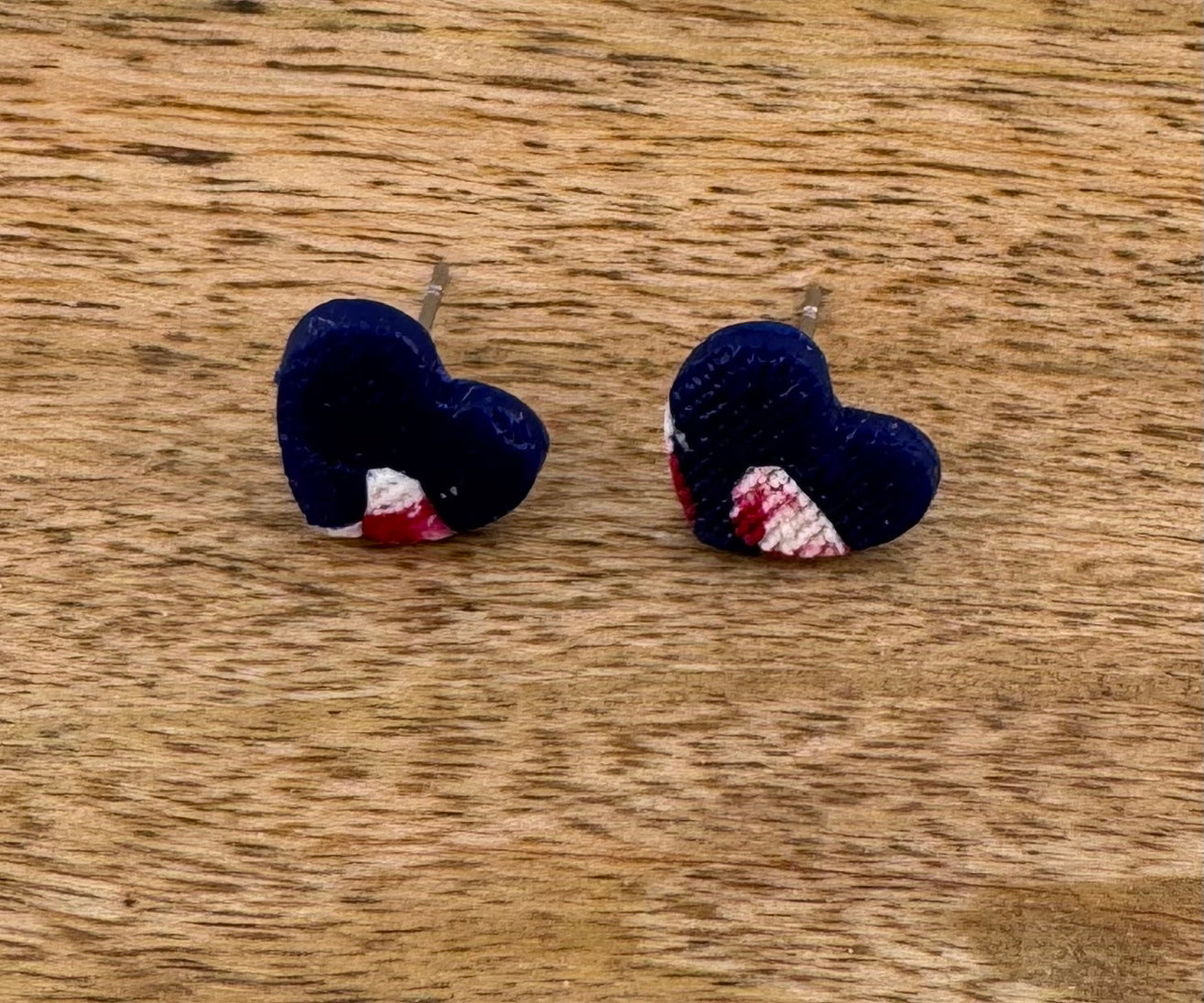 Patriotic Heart Stud Earrings