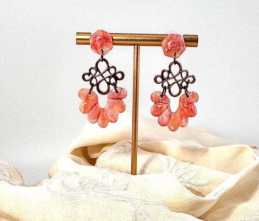 Rose Quartz Filigree Earrings