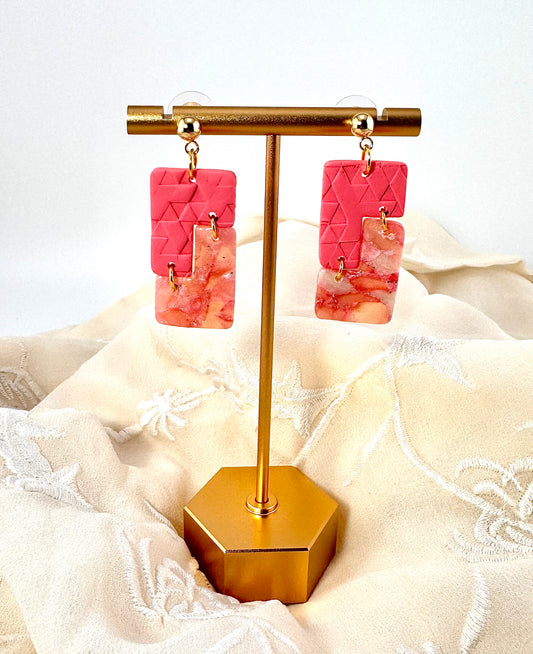 Rose Quartz Modern Geo Earrings