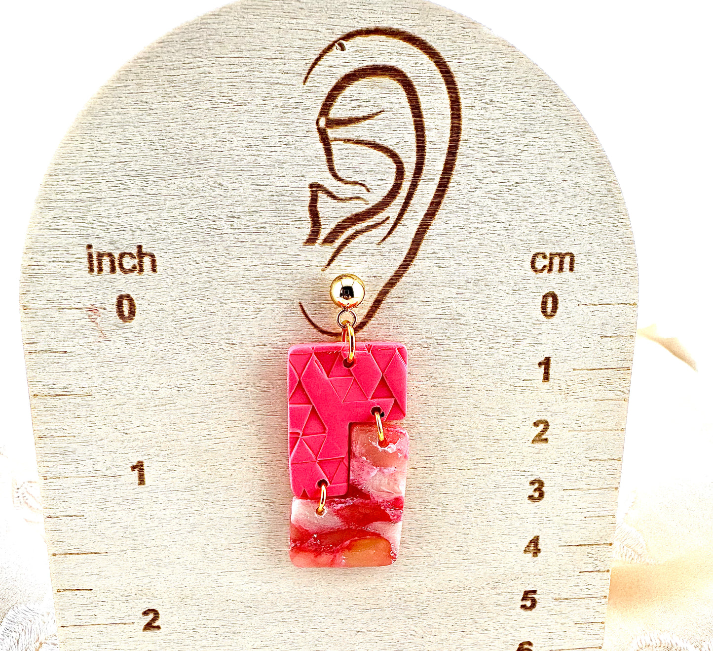 Rose Quartz Modern Geo Earrings