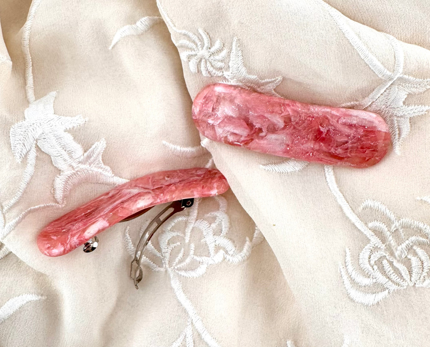 Rose Quartz French Barrette