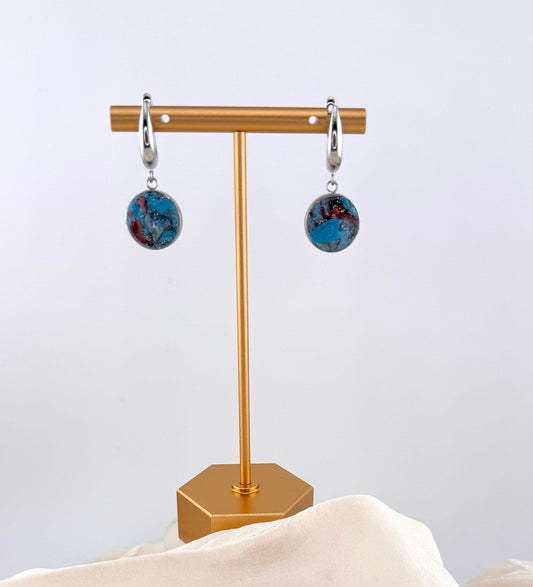 Turquoise Series-Turquoise Cabochon Drop Earrings