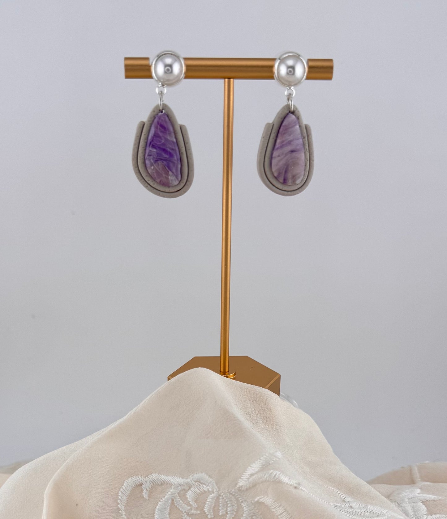 Amethyst Series- Amethyst Pearl Drop Earrings