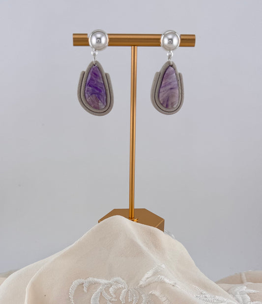 Amethyst Series- Amethyst Pearl Drop Earrings