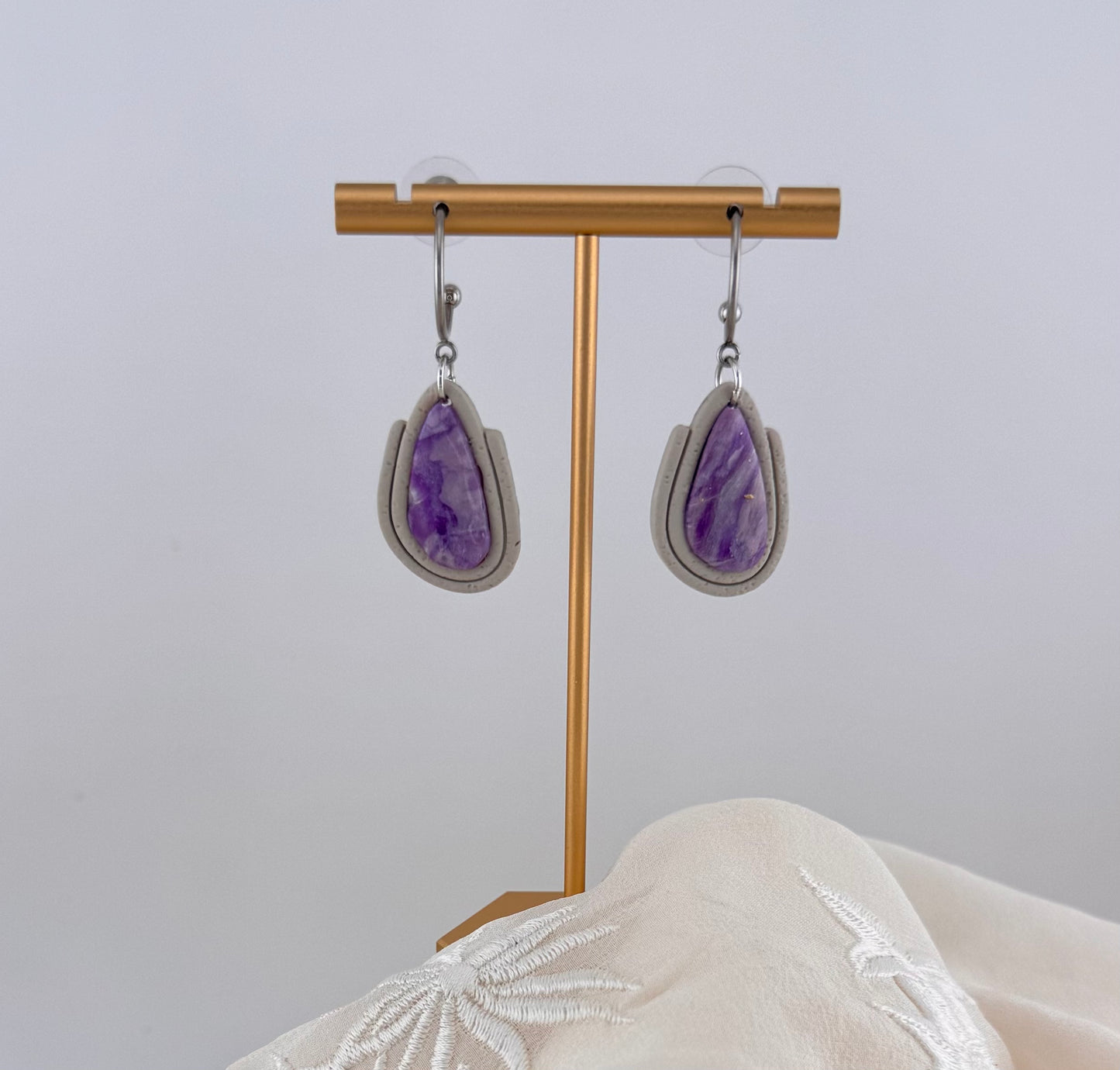 Amethyst Series- Amethyst Silver-Teardrop Earrings