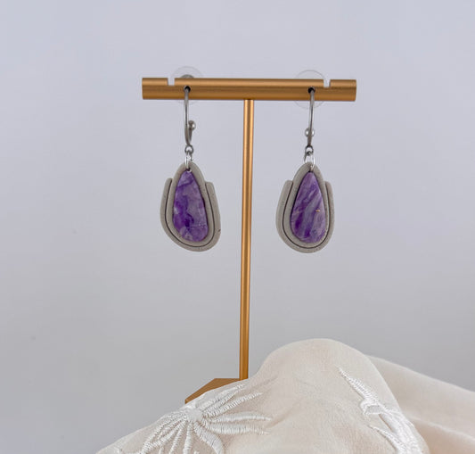 Amethyst Series- Amethyst Silver-Teardrop Earrings