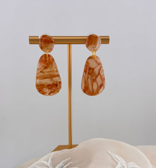 Golden Agate Series- Golden Agate Organic Drop Earrings