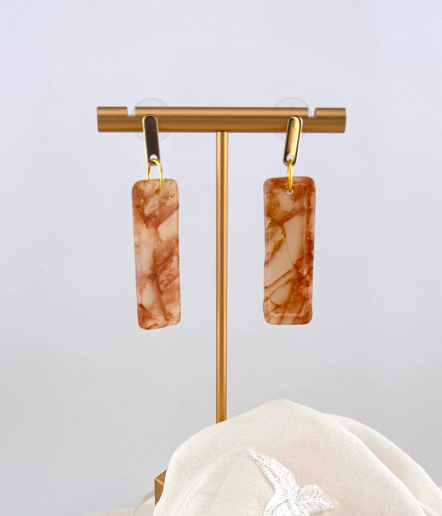 Golden Agate Series- Golden Agate Linear Drop Earrings