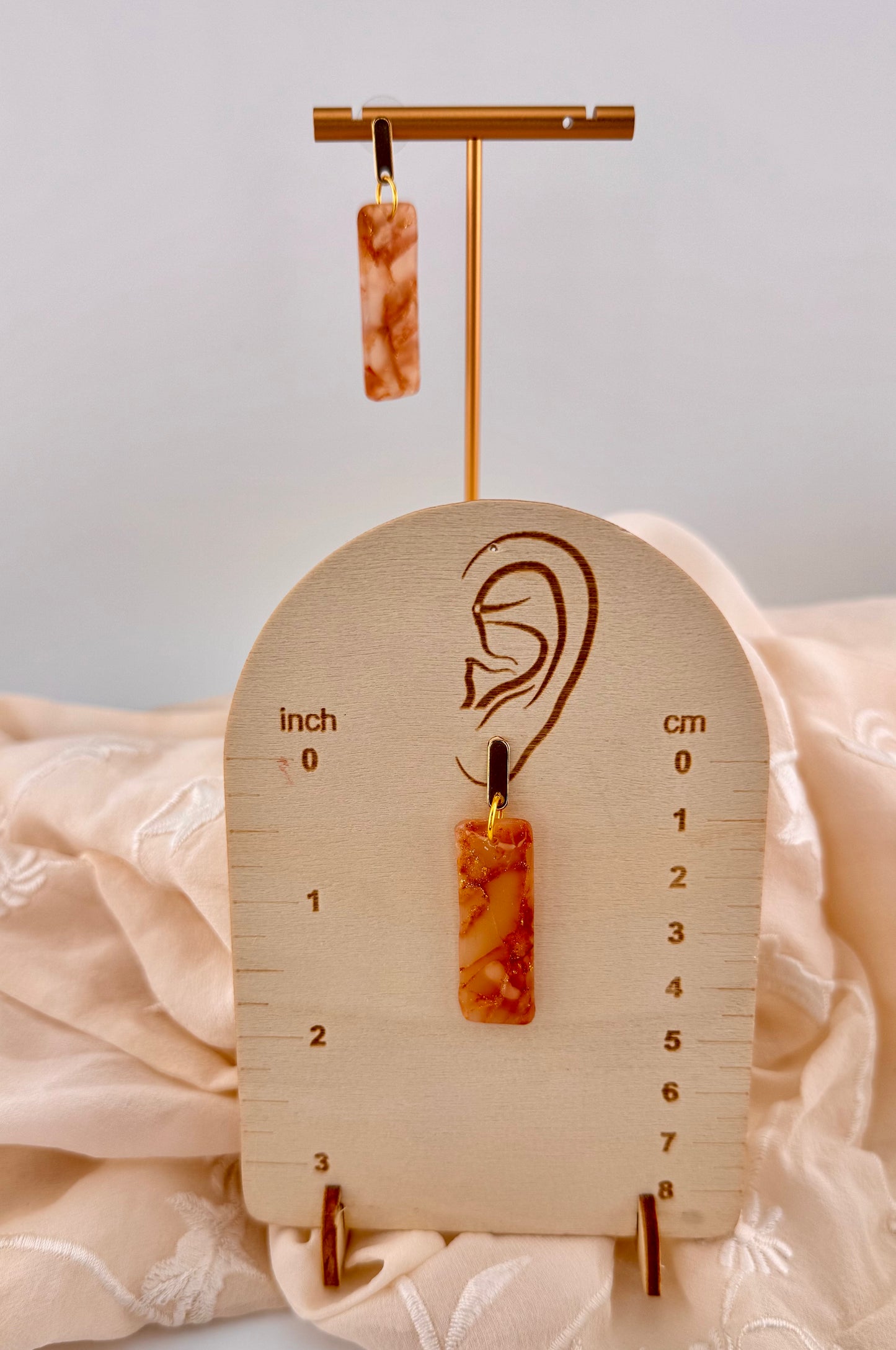 Golden Agate Series- Golden Agate Linear Drop Earrings