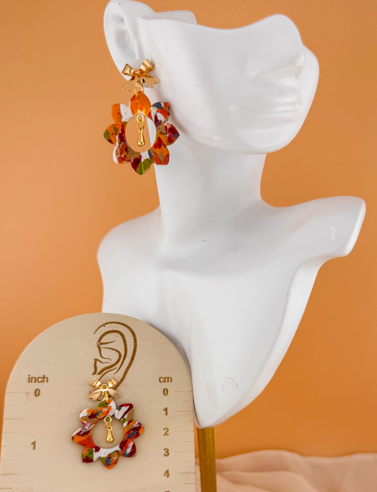 Autumn Confetti Bow drop earrings