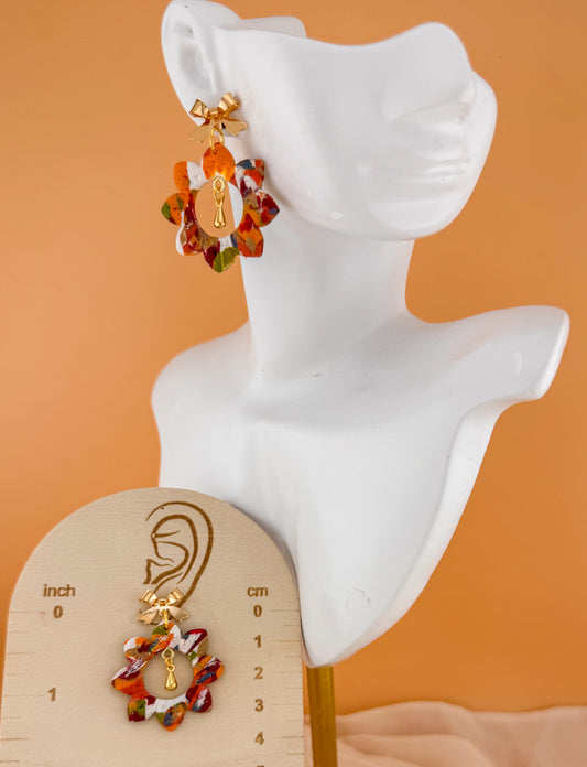 Autumn Confetti Bow drop earrings