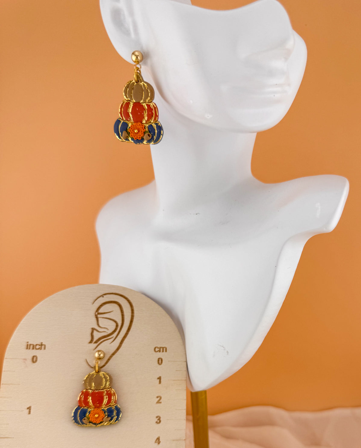 Harvest Pumpkin Stack drop earrings