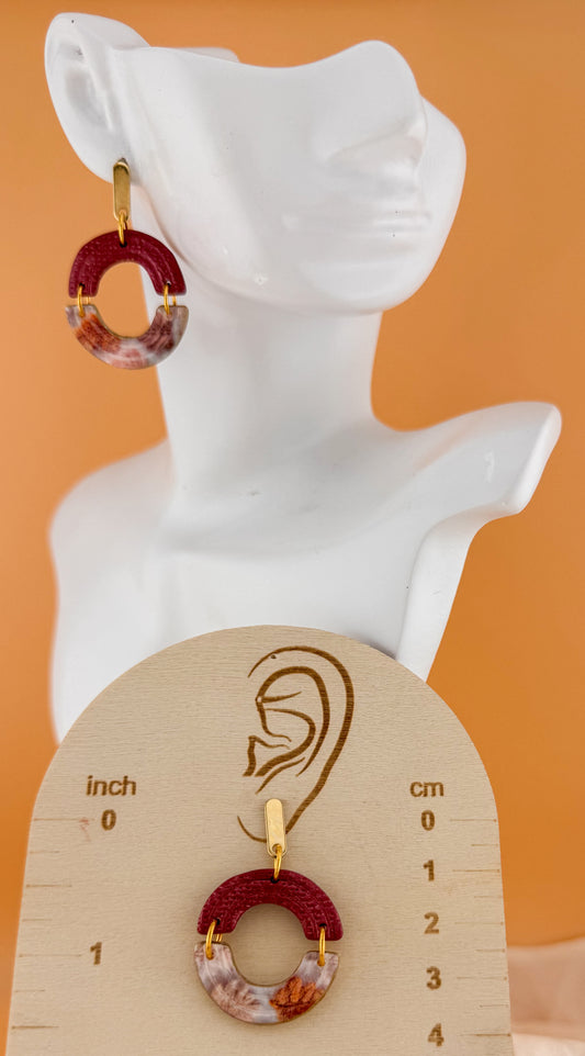 Embroidered Leaf Arch earrings