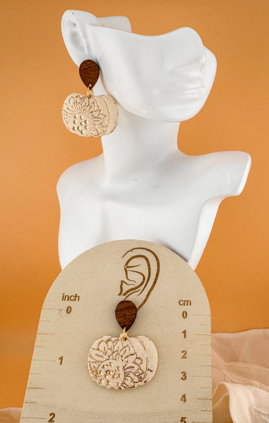 Sunflower Harvest Pumpkin drop earrings
