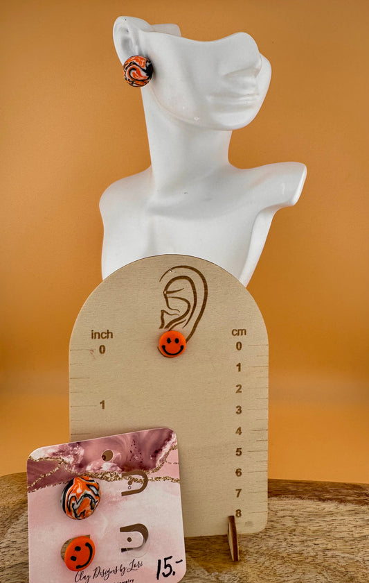 Pirate Pride Marbled and Smiley stud earring set