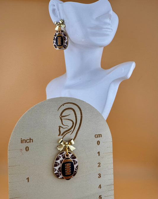 Pirate Pride Football & Bow Earrings