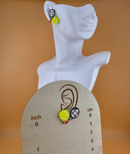 Tennis Racket & Ball Stud Earrings