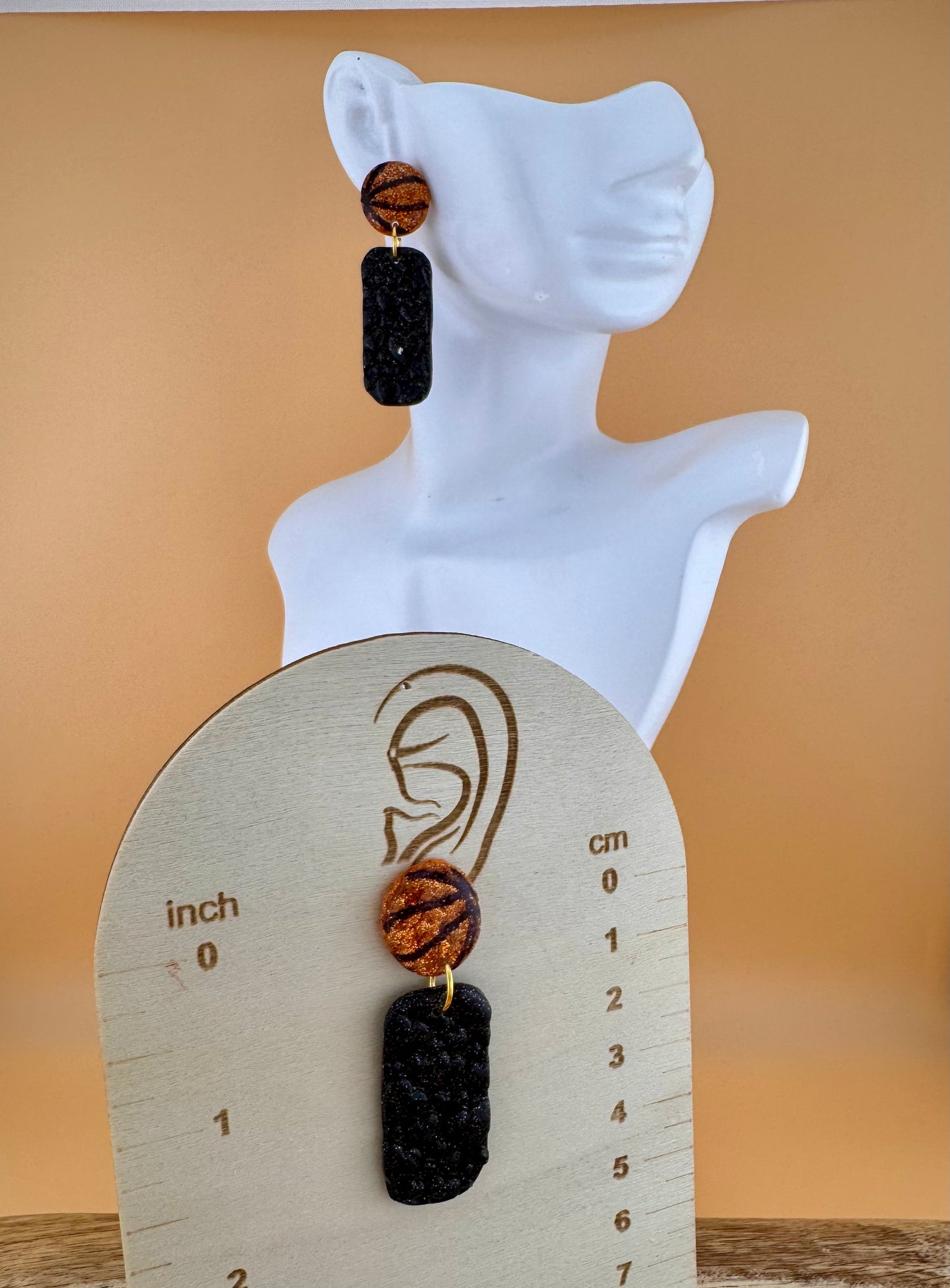 Basketball Heart Bar Earring