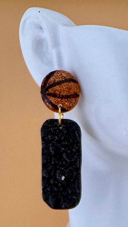 Basketball Heart Bar Earring