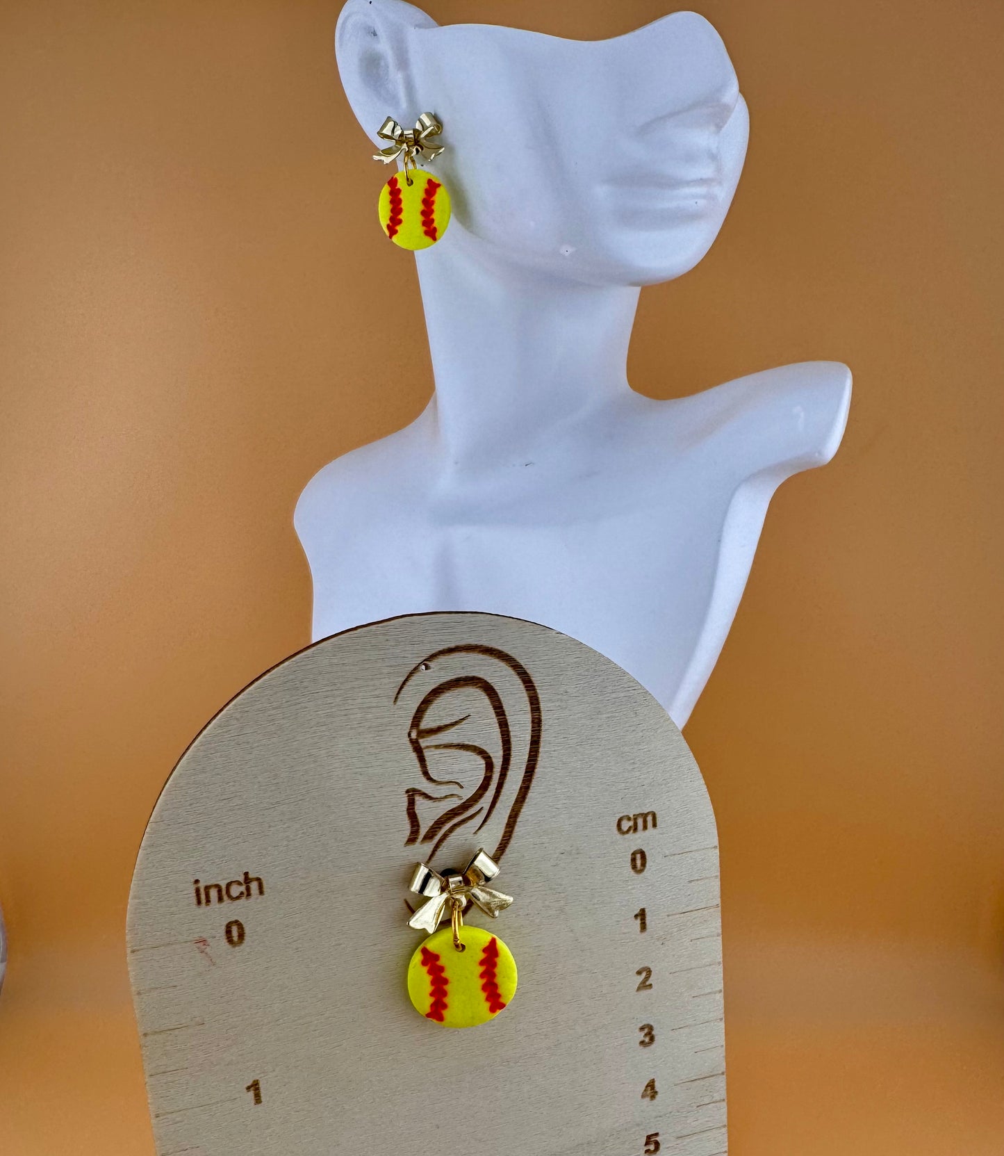 Golden Bow Softball Earrings