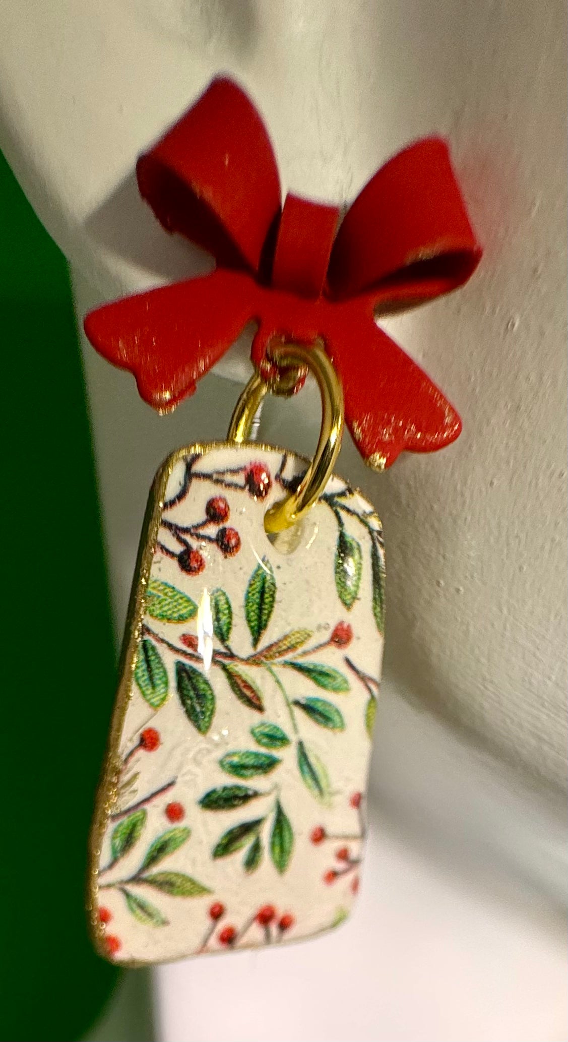 Christmas Berry and Bow Earrings