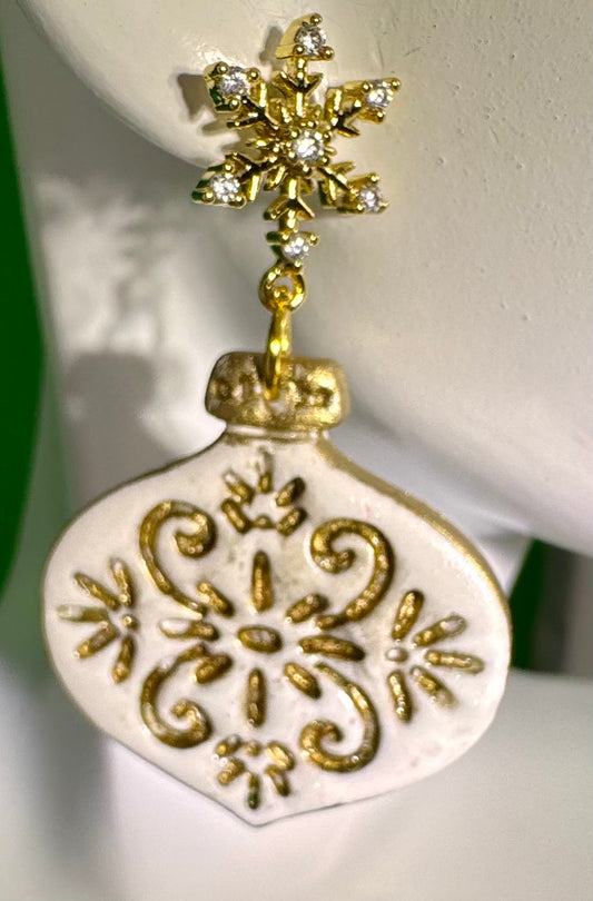 Golden Elegance Christmas Ornament Earrings