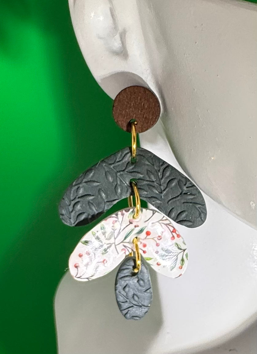 Winter Woodland Botanical Dangle Earring