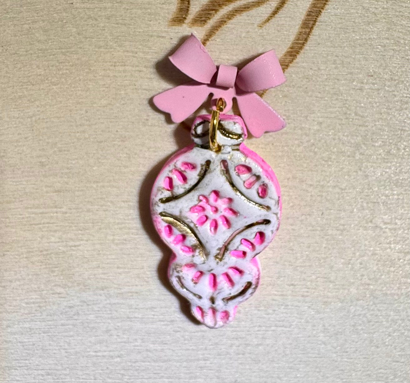 Pink Sugarplum Christmas Ornament Earrings