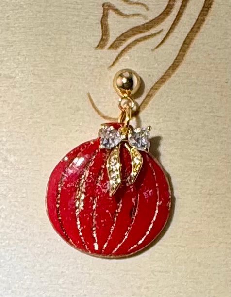 Ruby Red Christmas Ornament Earrings